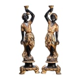 A marvelous pair of Venetian Blackamoor candleholders, 19th century
