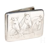 A Soviet silver cigarette case with horses, 1927 - 1958