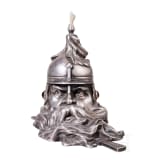 A silver table lighter in the form of a bogatyr&rsquo;s head in the manner of Faberg&eacute;, late 20th century