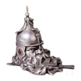 A silver table lighter in the form of a bogatyr&rsquo;s head in the manner of Faberg&eacute;, late 20th century