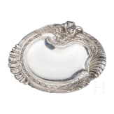 A silver tray with swan and Russian import mark, circa 1910