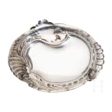 A silver tray with swan and Russian import mark, circa 1910