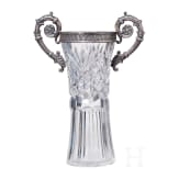 A Russian glass vase with silver-gilt mounting, Moscow, 1908