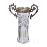 A Russian glass vase with silver-gilt mounting, Moscow, 1908