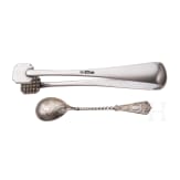 A pair of Russian silver sugar tongs and a tea spoon with troika, St. Petersburg. J. Olsonius for Gratchev, 1883 (sugar tongs) and circa 1900 (tea spoon)