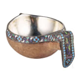 A small Russian silver and cloisonn&eacute; enamel-mounted wooden kovsh, St. Petersburg, Grigory Pankratym, 1908