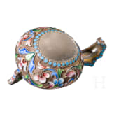 A small Russian silver-gilt and cloisonne-enamelled kovsh, Moscow, 1896 - 1908