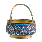 A Russian silver-gilt and cloisonn&eacute; enamel sugar bowl, Moscow, D. Nikitin, 1896 - 1908