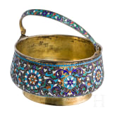 A Russian silver-gilt and cloisonn&eacute; enamel sugar bowl, Moscow, D. Nikitin, 1896 - 1908