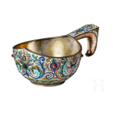 A large Russian silver-gilt and cloisonn&eacute;-enamel kovsh, Moscow, Feodor R&uuml;ckert, 1896-1908