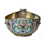A large Russian silver-gilt and cloisonn&eacute;-enamel kovsh, Moscow, Feodor R&uuml;ckert, 1896-1908