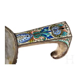 A large Russian silver-gilt and cloisonn&eacute;-enamel kovsh, Moscow, Feodor R&uuml;ckert, 1896-1908