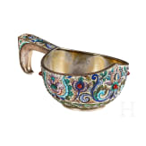 A large Russian silver-gilt and cloisonn&eacute;-enamel kovsh, Moscow, Feodor R&uuml;ckert, 1896-1908