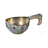 A large Russian silver-gilt and cloisonn&eacute;-enamel kovsh, Moscow, Feodor R&uuml;ckert, 1896-1908