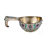 A large Russian silver-gilt and cloisonn&eacute;-enamel kovsh, Moscow, Feodor R&uuml;ckert, 1896-1908