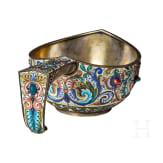 A large Russian silver-gilt and cloisonn&eacute;-enamel kovsh, Moscow, Feodor R&uuml;ckert, 1896-1908