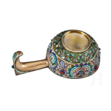 A large Russian silver-gilt and cloisonn&eacute;-enamel kovsh, Moscow, Feodor R&uuml;ckert, 1896-1908