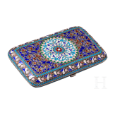 A Russian silver-gilt and cloisonne enamel cigarette case, stamped Moscow, Pavel Ovchinnikov, circa 1890