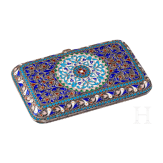 A Russian silver-gilt and cloisonne enamel cigarette case, stamped Moscow, Pavel Ovchinnikov, circa 1890