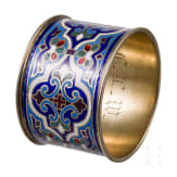 A Russian silver and champlev&eacute; enamel napkin ring, Moscow, Gustav Klingert, circa 1890