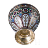 A Russian silver and champlev&eacute;-enamel vodka cup, Moscow, probably Sasikov, circa 1880