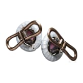 A pair of Russian 14ct gold and translucid-enamel cufflinks, St. Petersburg, 1908-17