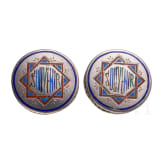 Two silver and champlev&eacute;-enamel cufflinks, Russia, St. Petersburg, circa 1900