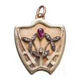 A Russian 18ct gold medallion set with ruby and diamonds