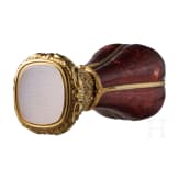 An exquisite gift seal with enamel d&eacute;cor and 18ct gold-mounting, probably Russian, 1880s