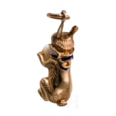 A Russian rabbit-shaped 14ct gold pendant in the manner of Faberg&eacute;, with case, 20th century