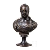 A bronze bust showing Elisabeth I, Empress of Russia 1741 - 1762 stamped St. Petersburg, Felix Chopin, 1868 - production later