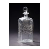 A Russian glass decanter with stopper showing monogram of Catherine II (the Great) of Russia and doublehead-eagle, late 18th century (stopper later)