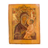 A Russian icon showing the Tikhvinskaya Mother of God with pearl oklad, circa 1800