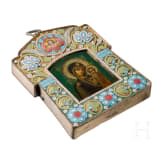 A Russian silver-gilt and cloisonn&eacute;-enamel icon showing the Kazanskaya Mother of God, Moscow, Ivan Khlebnikov, 1908 - 1917