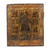 A Russian icon showing Saint Nicholas of Myra and scenes of his life, circa 1800