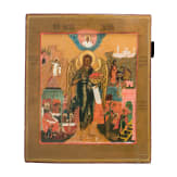 An icon showing Saint John with scenes of his life, Russia, 19th century