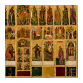 A large Russian icon featuring a complete iconostasis, 19th century