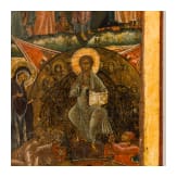 A large Russian icon showing an unusual multiple scene (Last Judgement?), circa 1600 (many areas overpainted)