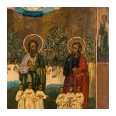 A rare Russian icon showing the three Patriarchs in Paradise, 19th century