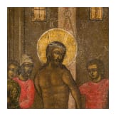 A rare and large Russian icon showing the Flagellation of Christ, circa 1800