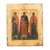 A Russian icon showing three Martyrs, late 17th century
