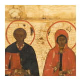A Russian icon showing three Martyrs, late 17th century