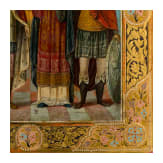 A large Russian icon showing the Guardian Angel and six selected saints, early 20th century