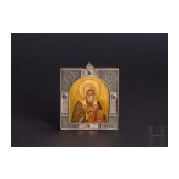 A Russian silver icon pendant showing Saint Patriarch Germogan (Hermogenus), Moscow, Karl Faberg&eacute;, 1908 - 1917