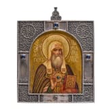 A Russian silver icon pendant showing Saint Patriarch Germogan (Hermogenus), Moscow, Karl Faberg&eacute;, 1908 - 1917