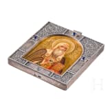 A Russian silver icon pendant showing Saint Patriarch Germogan (Hermogenus), Moscow, Karl Faberg&eacute;, 1908 - 1917