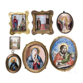 Seven Russian finift icons, Rovost, late 19th century