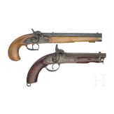 An Italian and an English percussion pistol, 1973 and 1857