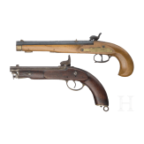 An Italian and an English percussion pistol, 1973 and 1857
