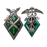 Zwei Abschlussabzeichen der Fachschulen, Russland, datiert 1914 und 1917